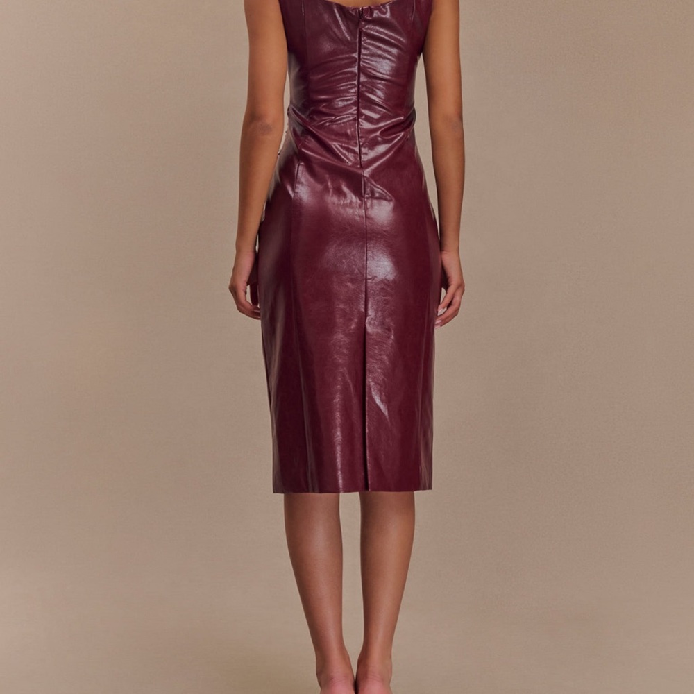 MESHKI Burgundy Faux Leather Dress - Picture 2 of 3